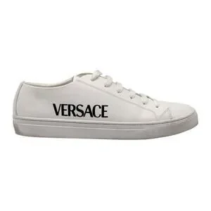Versace Logo Leather Men’s Low-Top Sneakers White EU 41 US 8 - Preowned Versace | Shoes | Versace Logo Leather Mens Lowtop Sneakers  main image 2